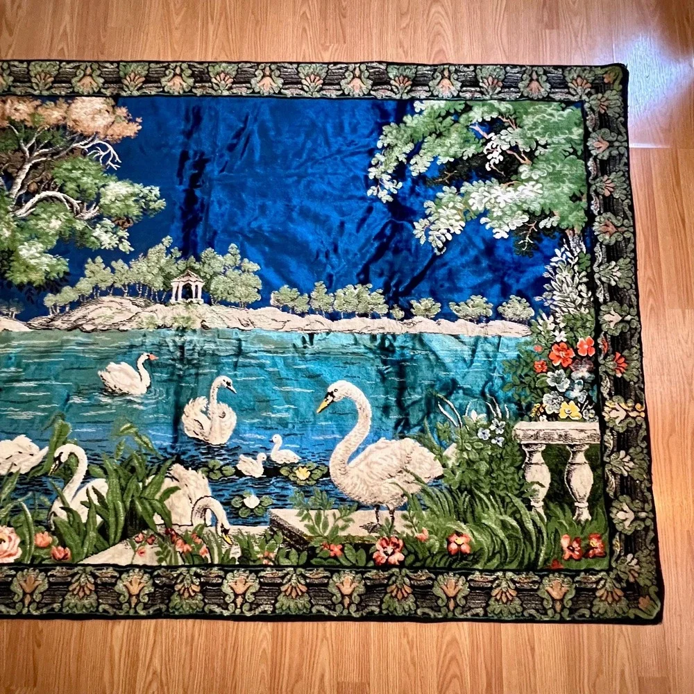 Vintage Swan Lake Large Wall Tapestry | Made In Italy | 74